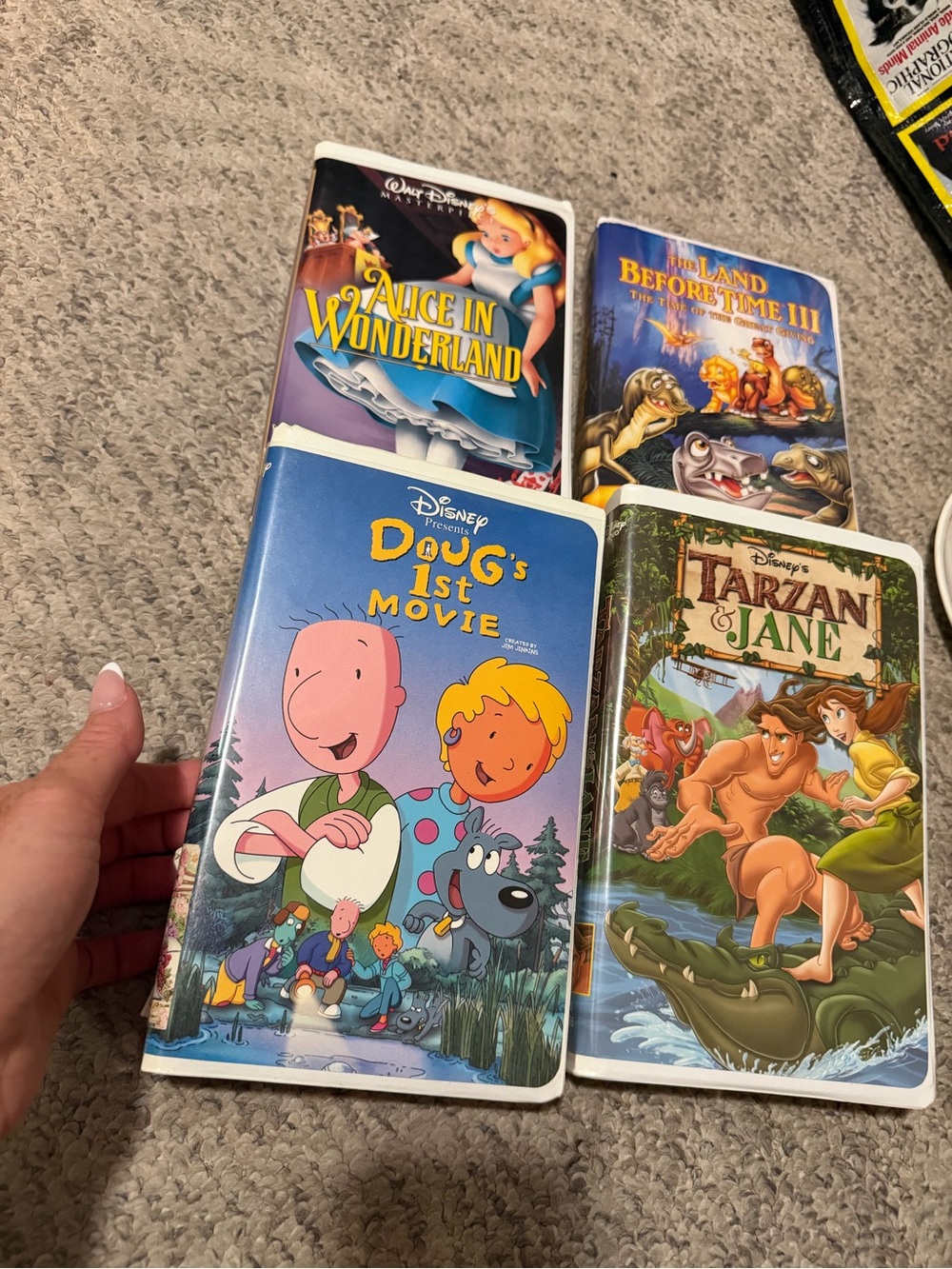 Disney VHS Bundle Alice Wonderland Doug Tarzan Jane Land before time